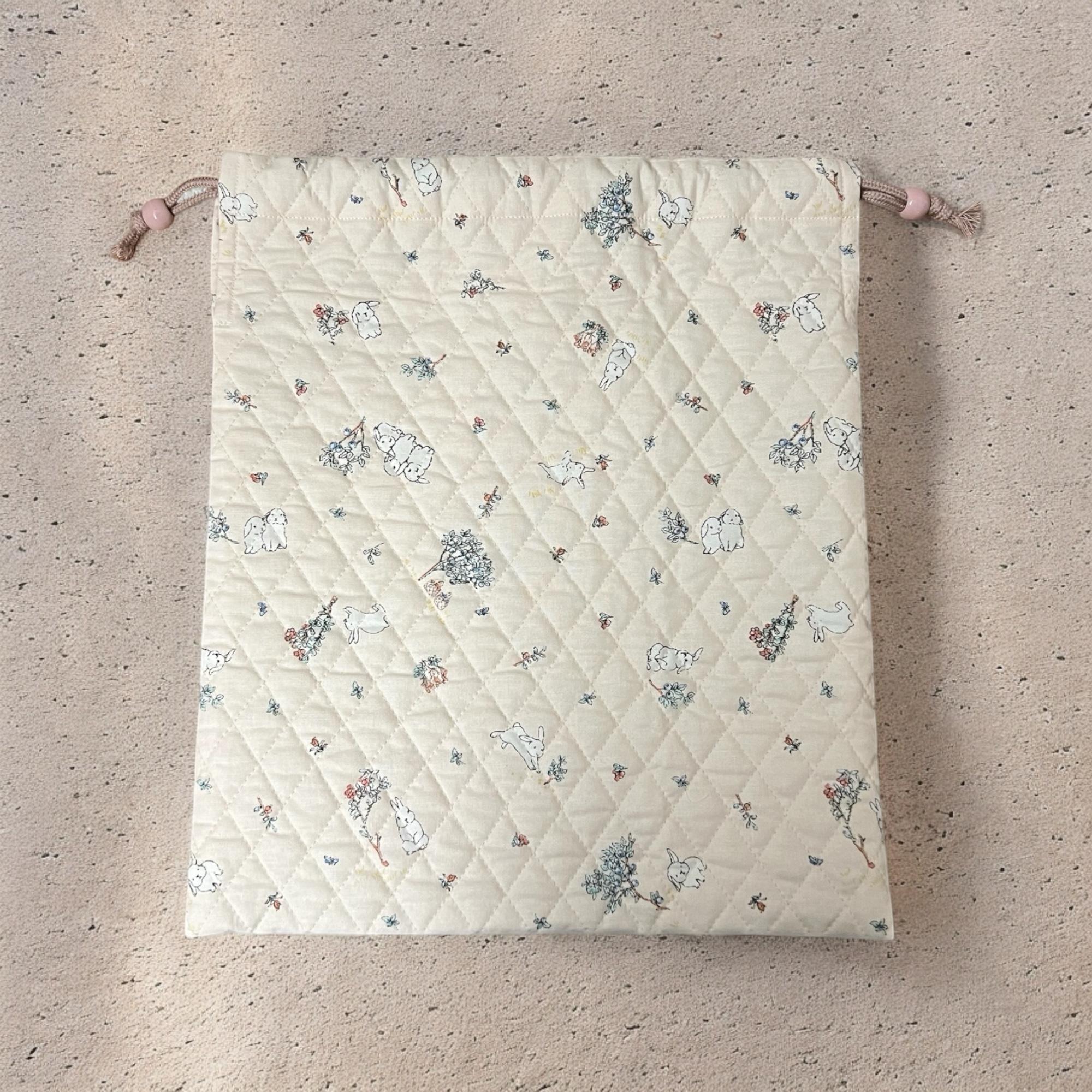 【入園入学6点セット】犬とうさぎ柄/キルト生地/ピンクベージュ/シンプル/入園入学準備/♡ | 3枚目