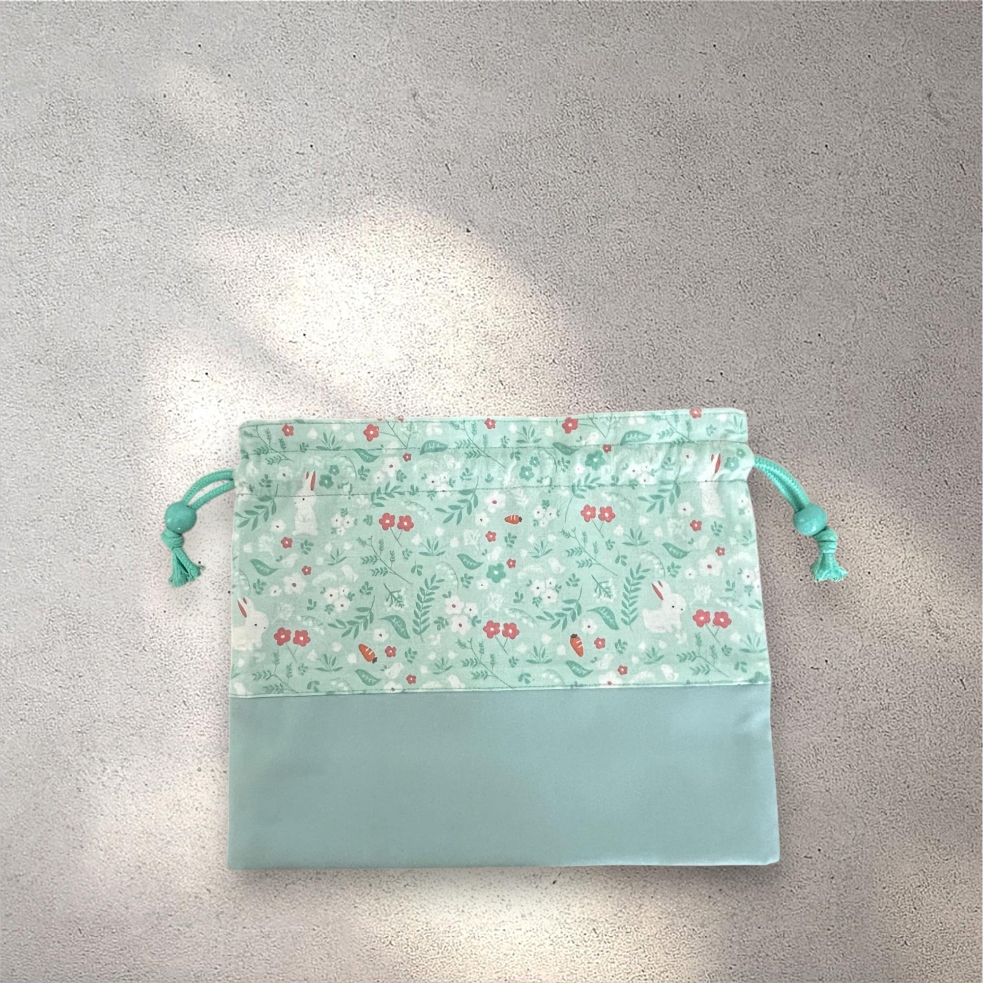 【入園入学6点セット】うさぎ柄/キルト生地/ミントブルー/シンプル/巾着フリル/入園入学準備/♡ | 5枚目