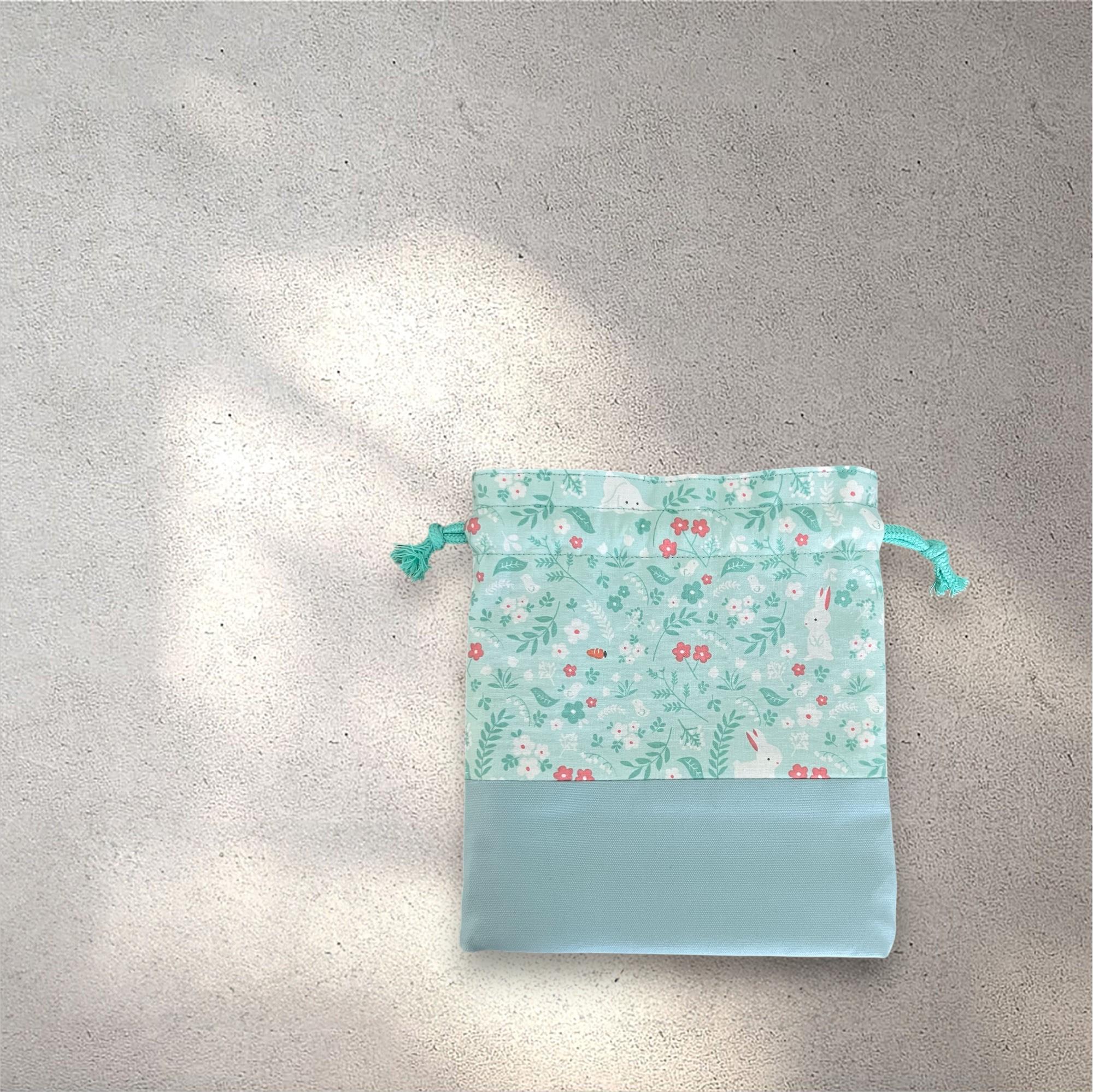 【入園入学6点セット】うさぎ柄/キルト生地/ミントブルー/シンプル/巾着フリル/入園入学準備/♡ | 7枚目