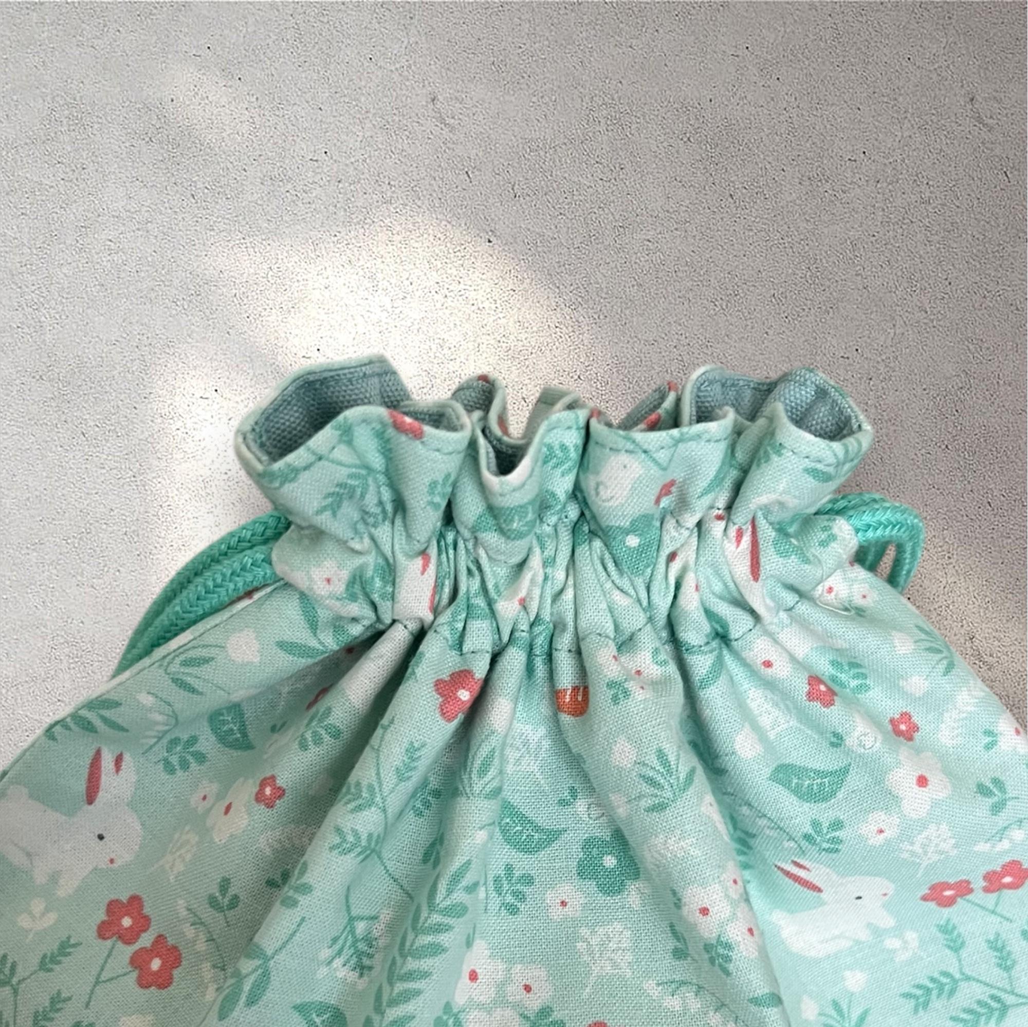 【入園入学6点セット】うさぎ柄/キルト生地/ミントブルー/シンプル/巾着フリル/入園入学準備/♡ | 9枚目