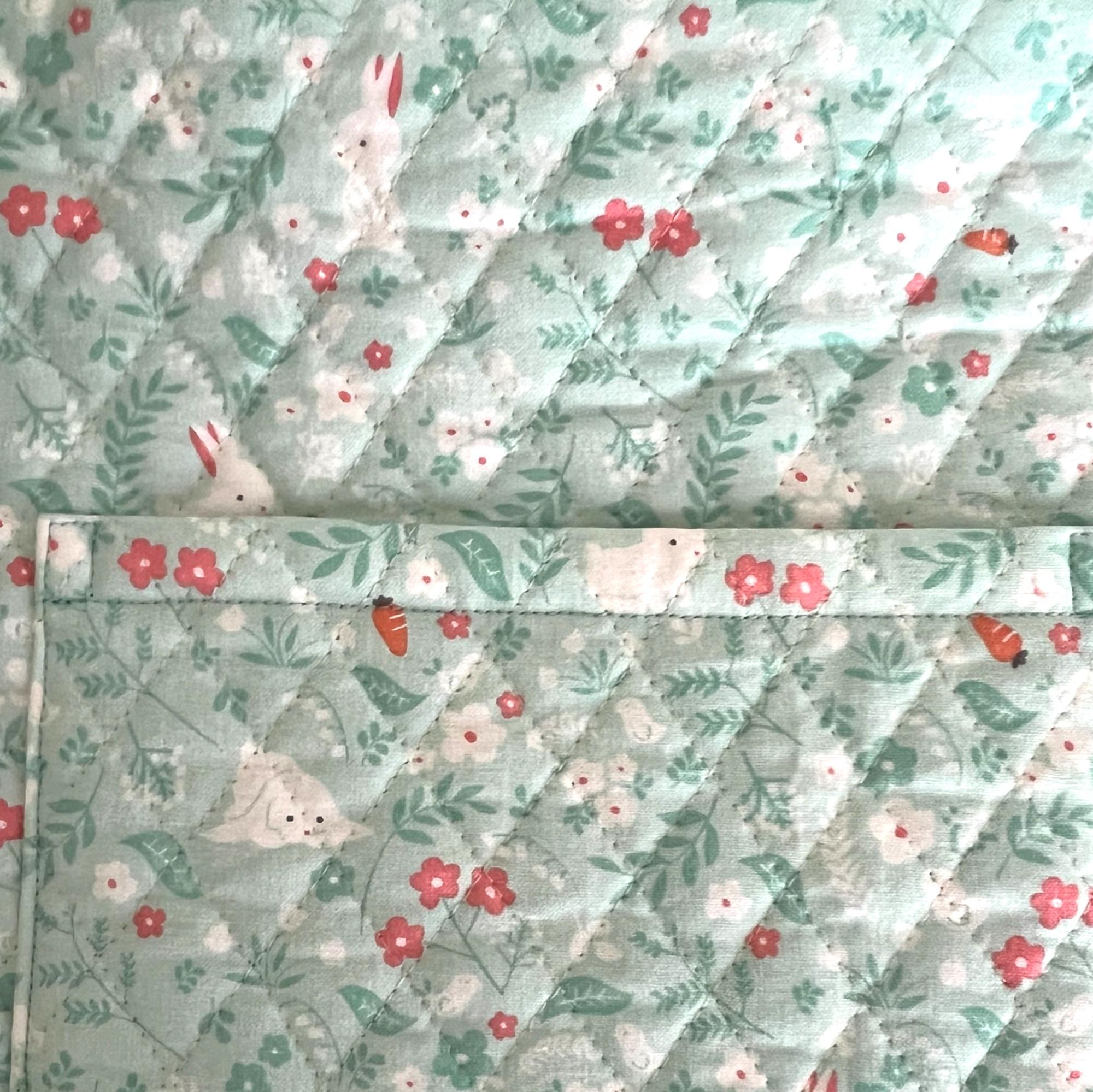 【入園入学6点セット】うさぎ柄/キルト生地/ミントブルー/シンプル/巾着フリル/入園入学準備/♡ | 10枚目